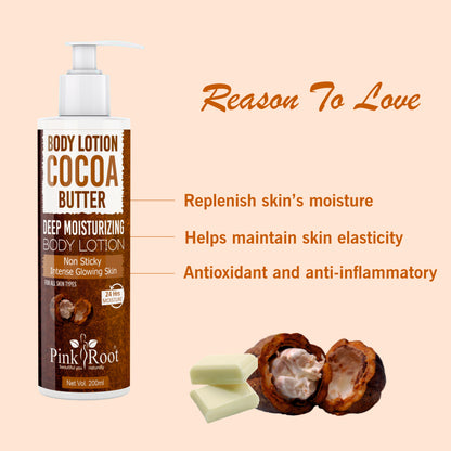 Pink Root Body Lotion Cocoa Butter 200ml | Moisturization & Nourishment, Softening & Smoothening