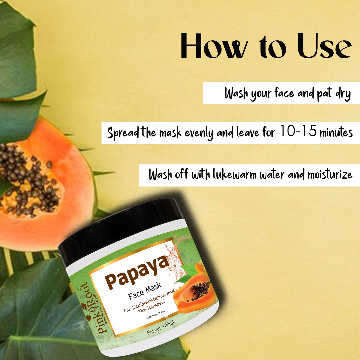 Pink Root Papaya Mask Enriched with papaya extract 500gm, for Skin Brightening, Skin Hydration, Deep Cleansing, Skin Brightening, Moisturization & Nourishment