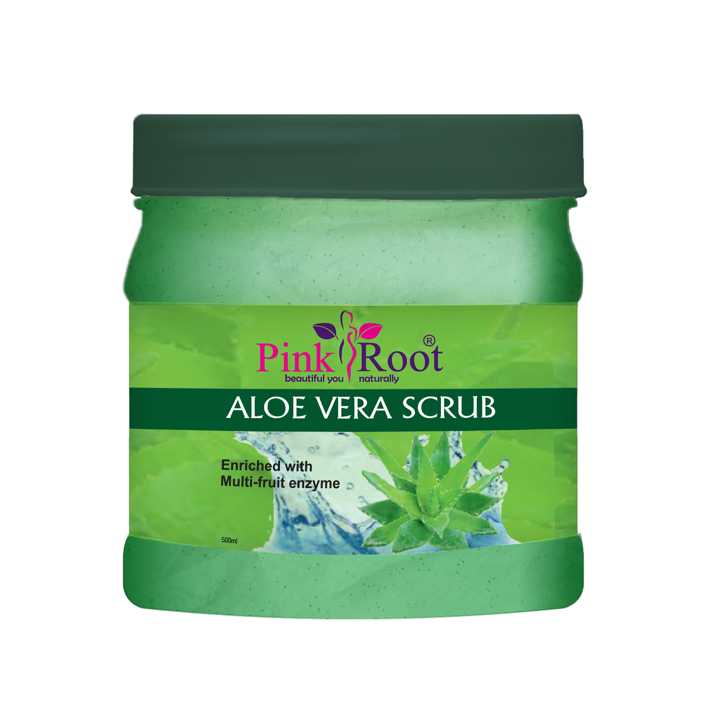 Pink Root Aloe Vera Scrub Enriched with Multi-fruit Enzyme Scrub (500 ml) for Acne, Scars, Glowing & Radiant Skin Treatment | Herbal and Ayurvedic