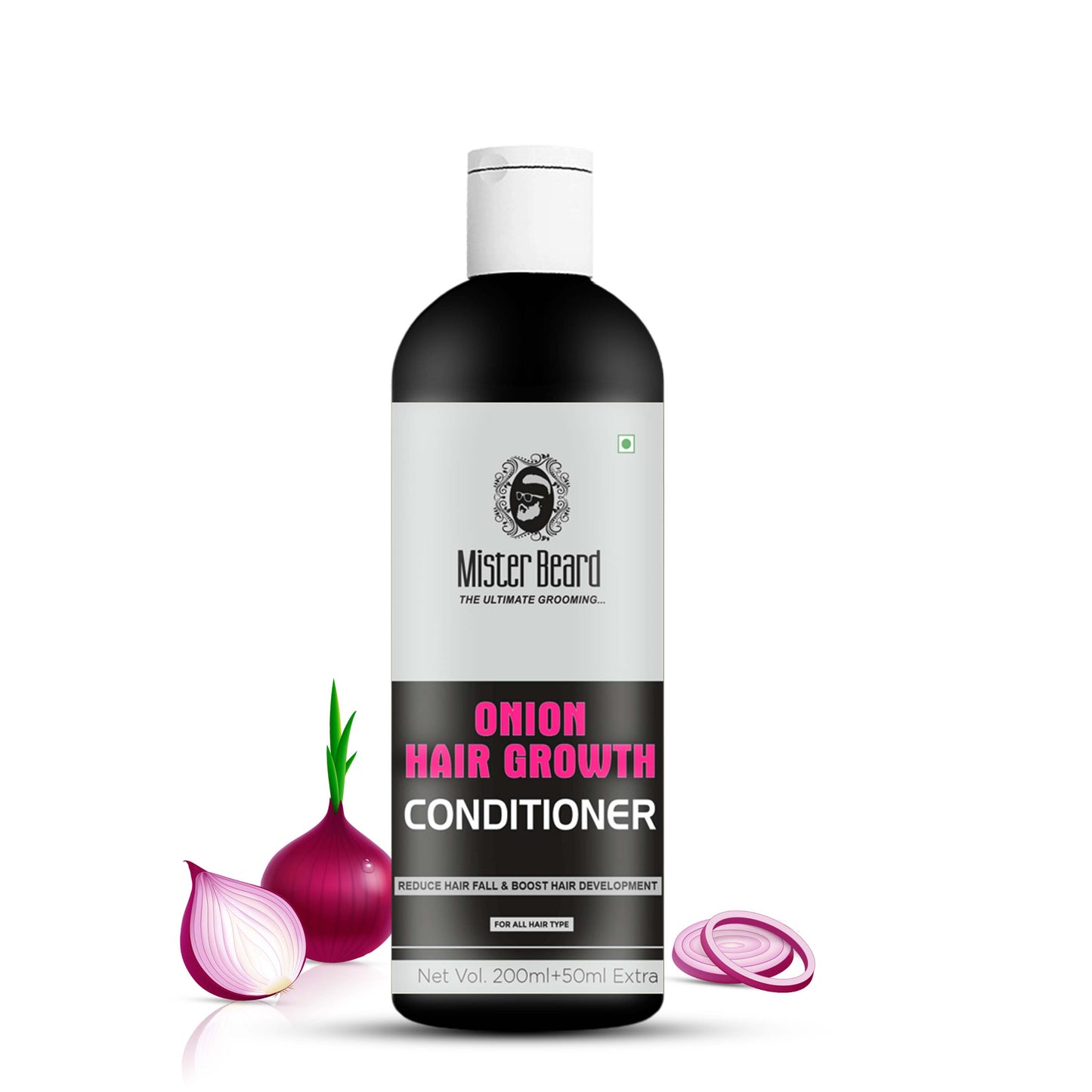 Mister Beard Onion Conditioner (250 ml)|Nourishment & Moisturization, Damage Repair, Scalp Cleansing, Anti-hair Fall, Anti-dandruff, Straightening & Smoothening