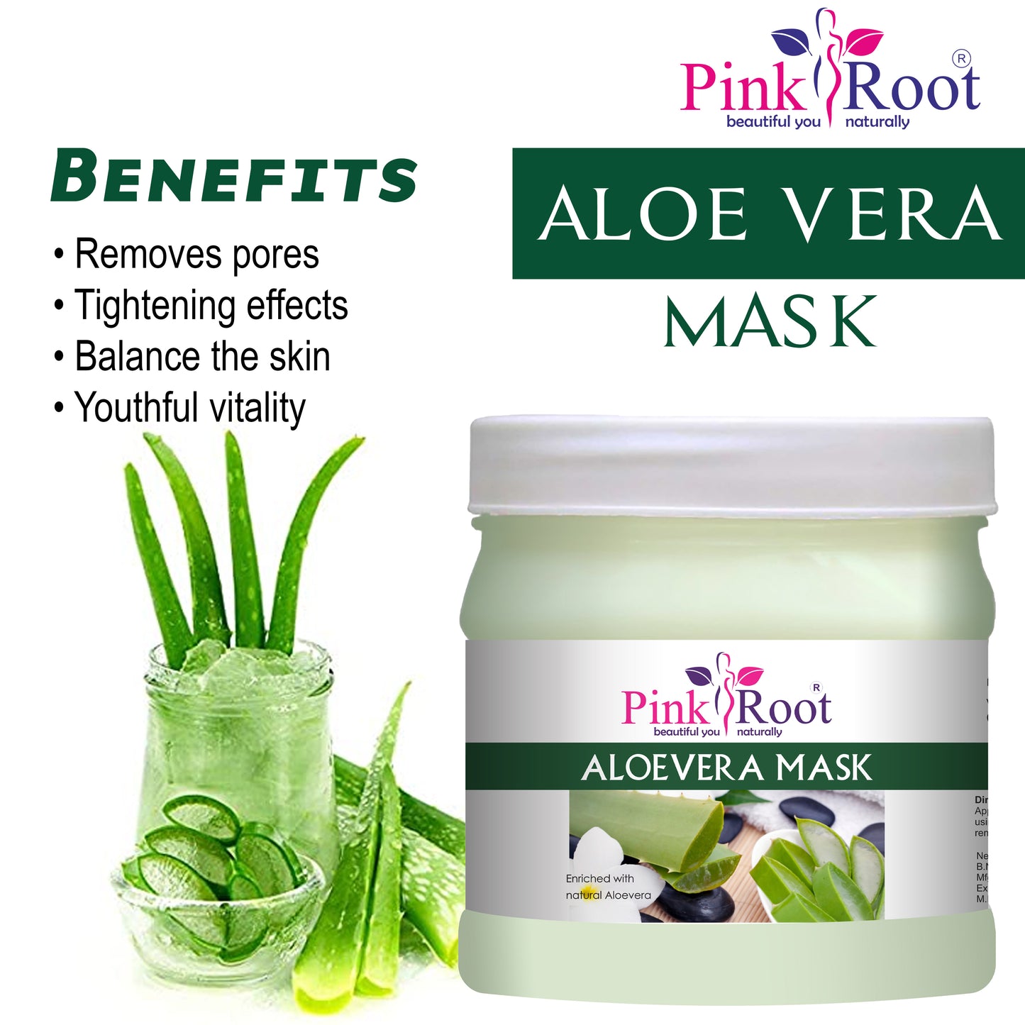 Pink Root Aloevera Eco Facial Kit, 500gm Pack of 4, for Anti Acne, Pimples Control, Tan Removal, Dead Skin Removal, Nourishing & Moisturising Skin