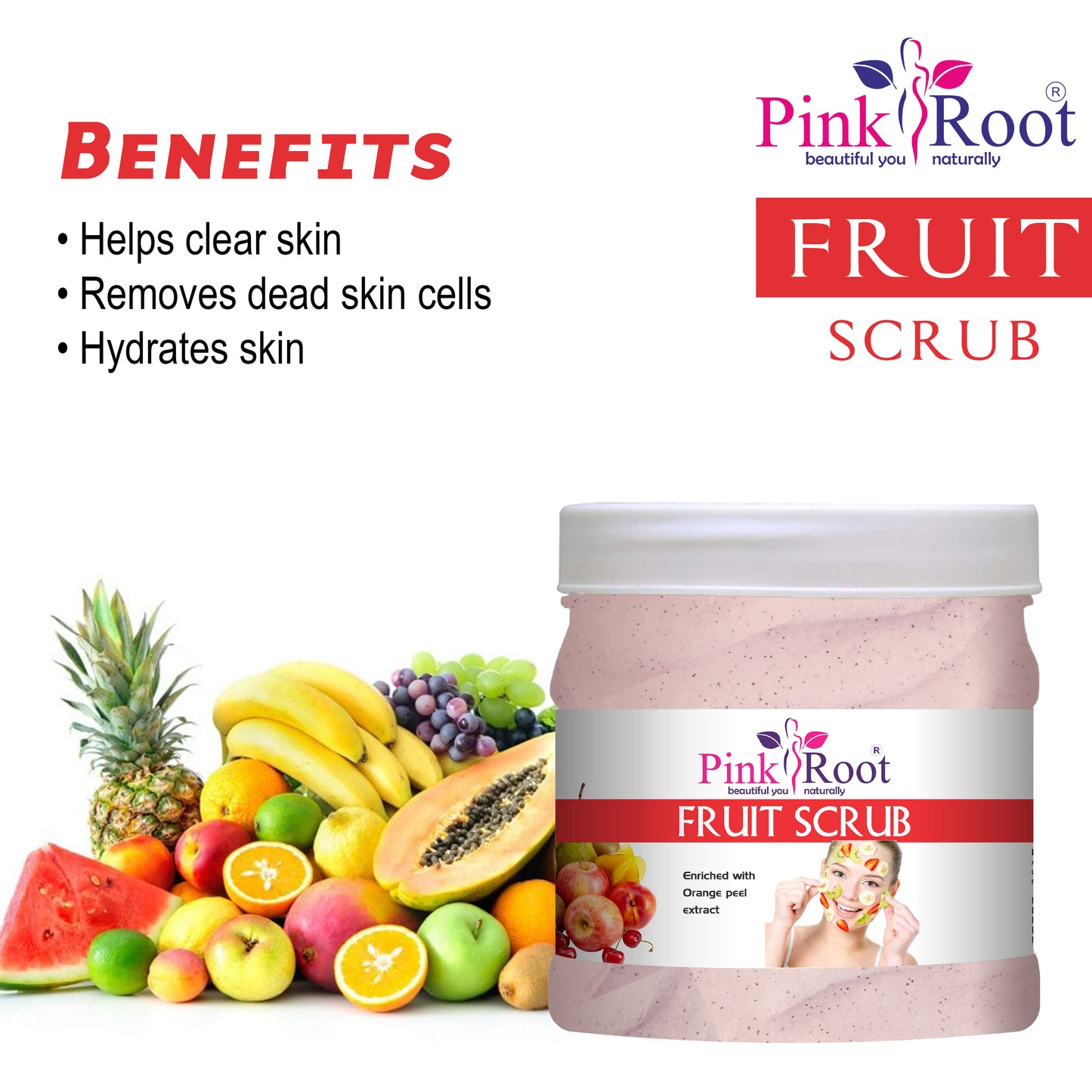 Pink Root Mix Fruit Facial Kit , 500gm Pack of 4, For Glowing Skin,Tan Removal, Whitening, Depigmentation, Oil Control, Acne & Fairness