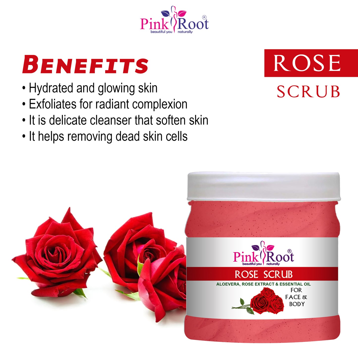Pink Root Rose Eco Facial Kit , (500gm Pack of 4) Glowing Skin,Tan Removal, Whitening, Depigmentation, Oil Control, Acne & Fairness , Moisturizing, Skin Lightening, Acne Scars, Wrinkles, Sunburn & Dark Circles