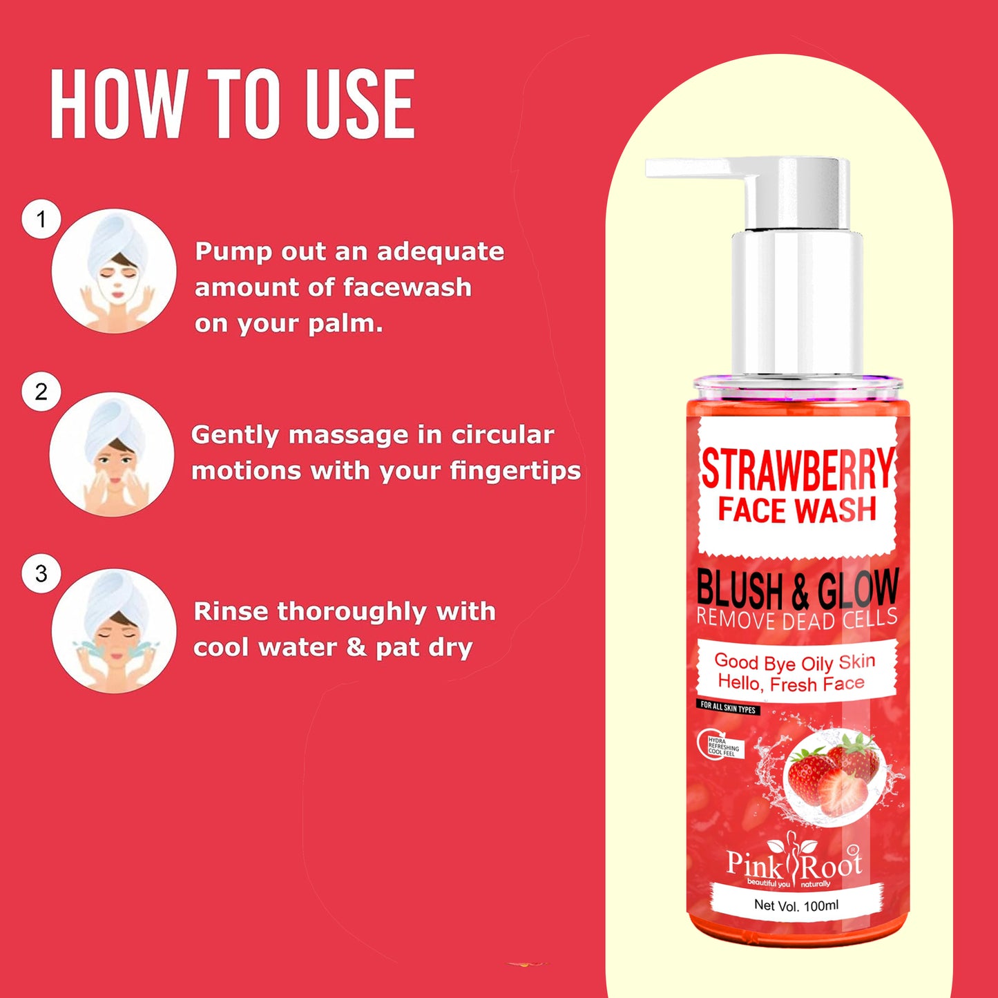 Pink Root Strawberry Face Wash 100ml