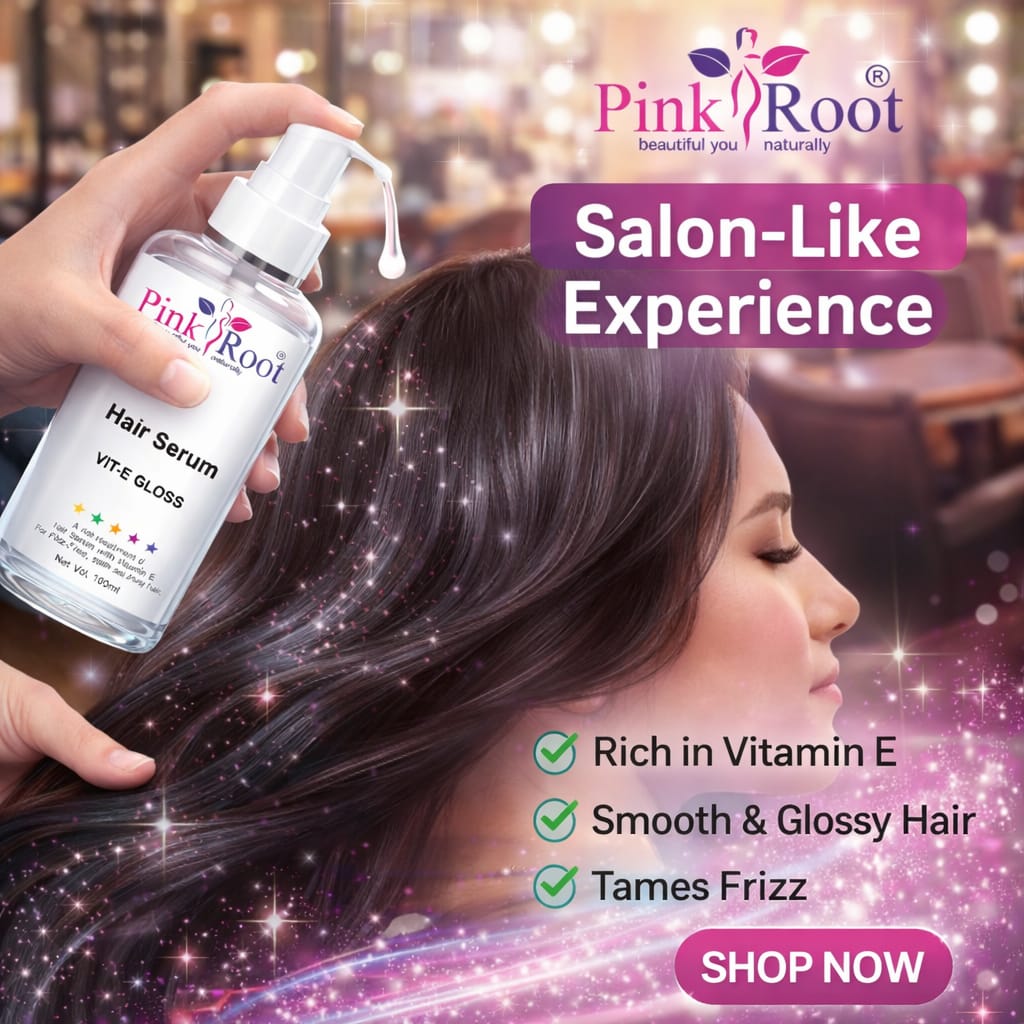 Pink Root Vitamin E Hair Serum for Smooth & Shiny Hair