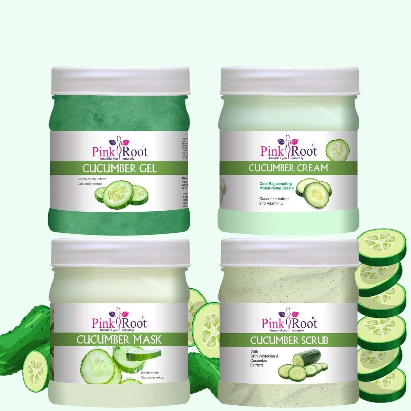 Cucumber Facial Kit Pack of 4 ( Scrub, Massage Cream, Massage Gel, Face Pack) 500ml Each For All Skin Type