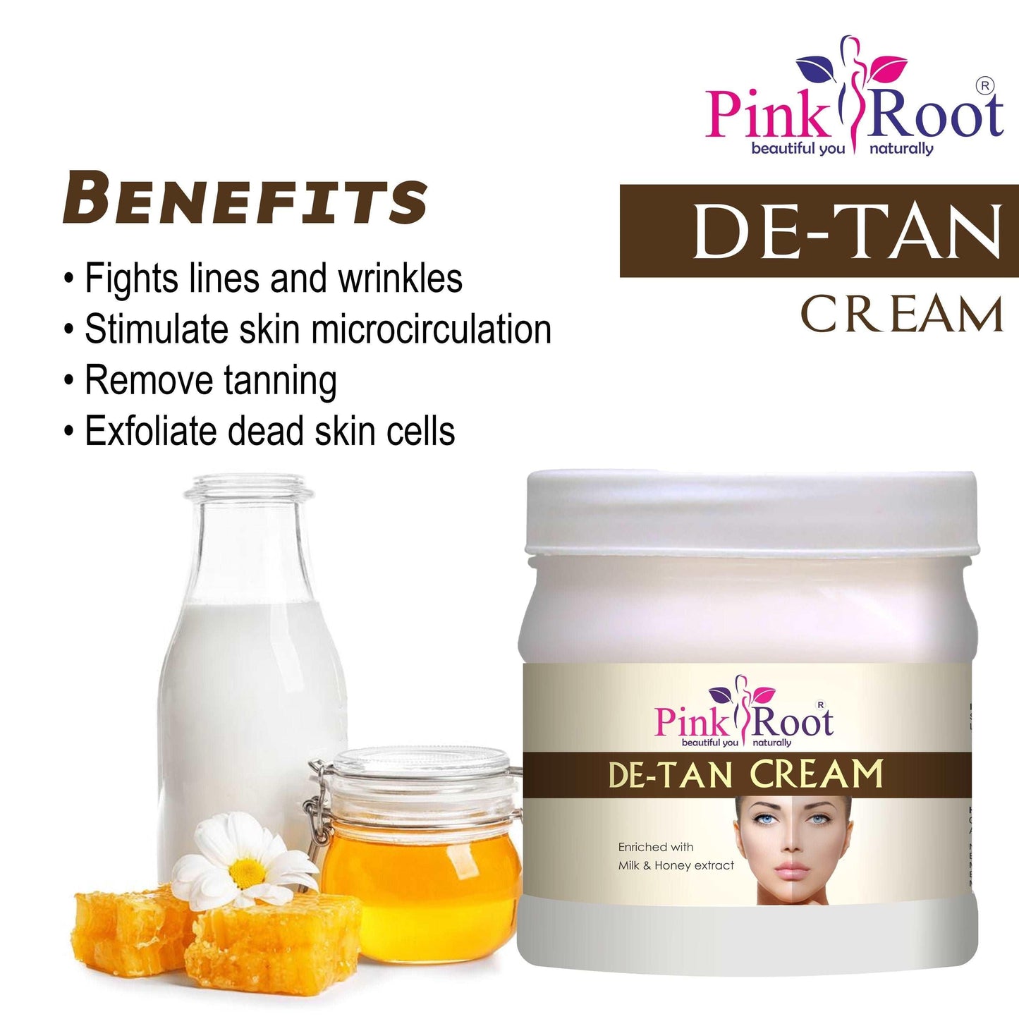 De-Tan Cream Enriched with Milk & Honey extract 500ml