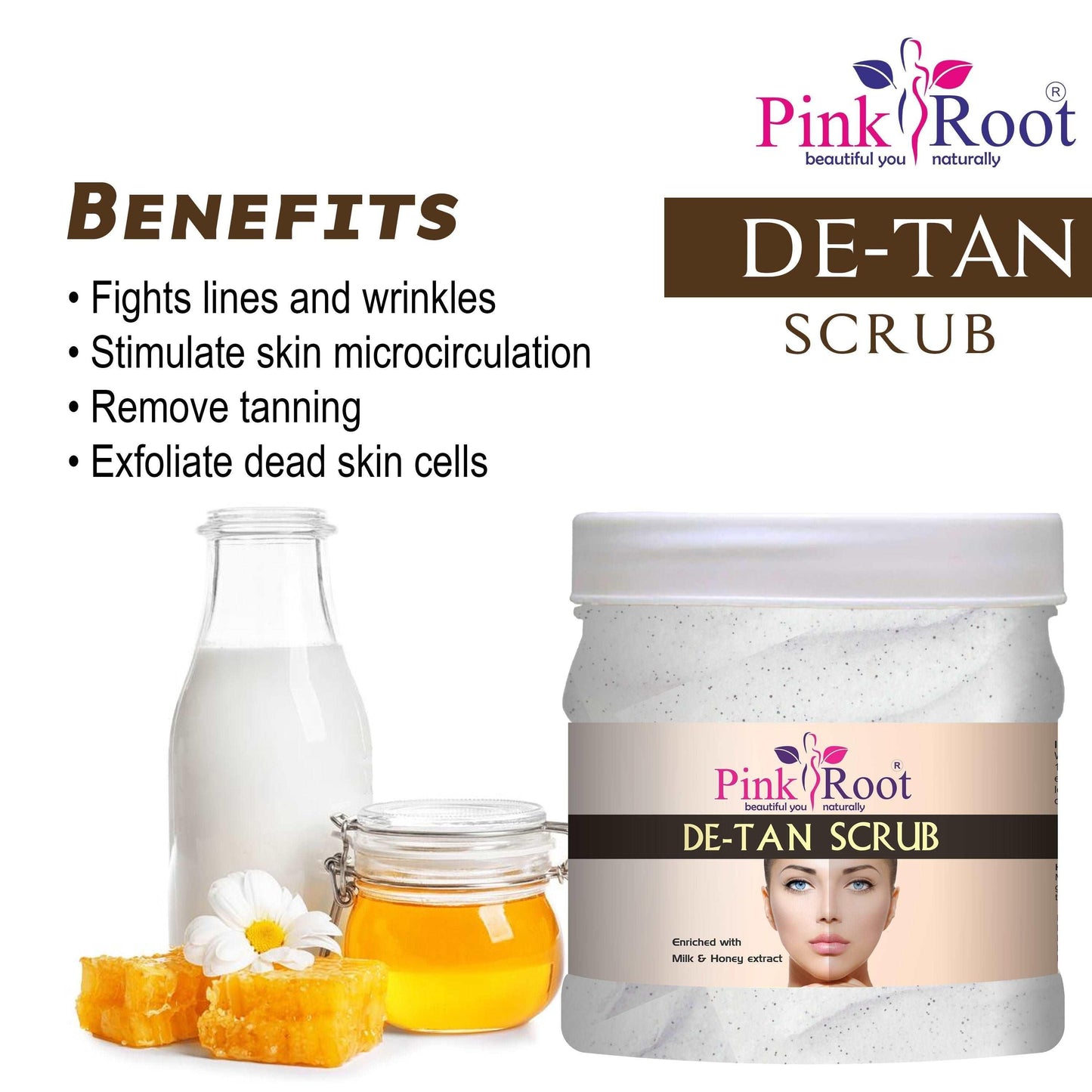 De-Tan Scrub 500ml with Clove Oil, goodness of Papaya & Aloe vera Extract