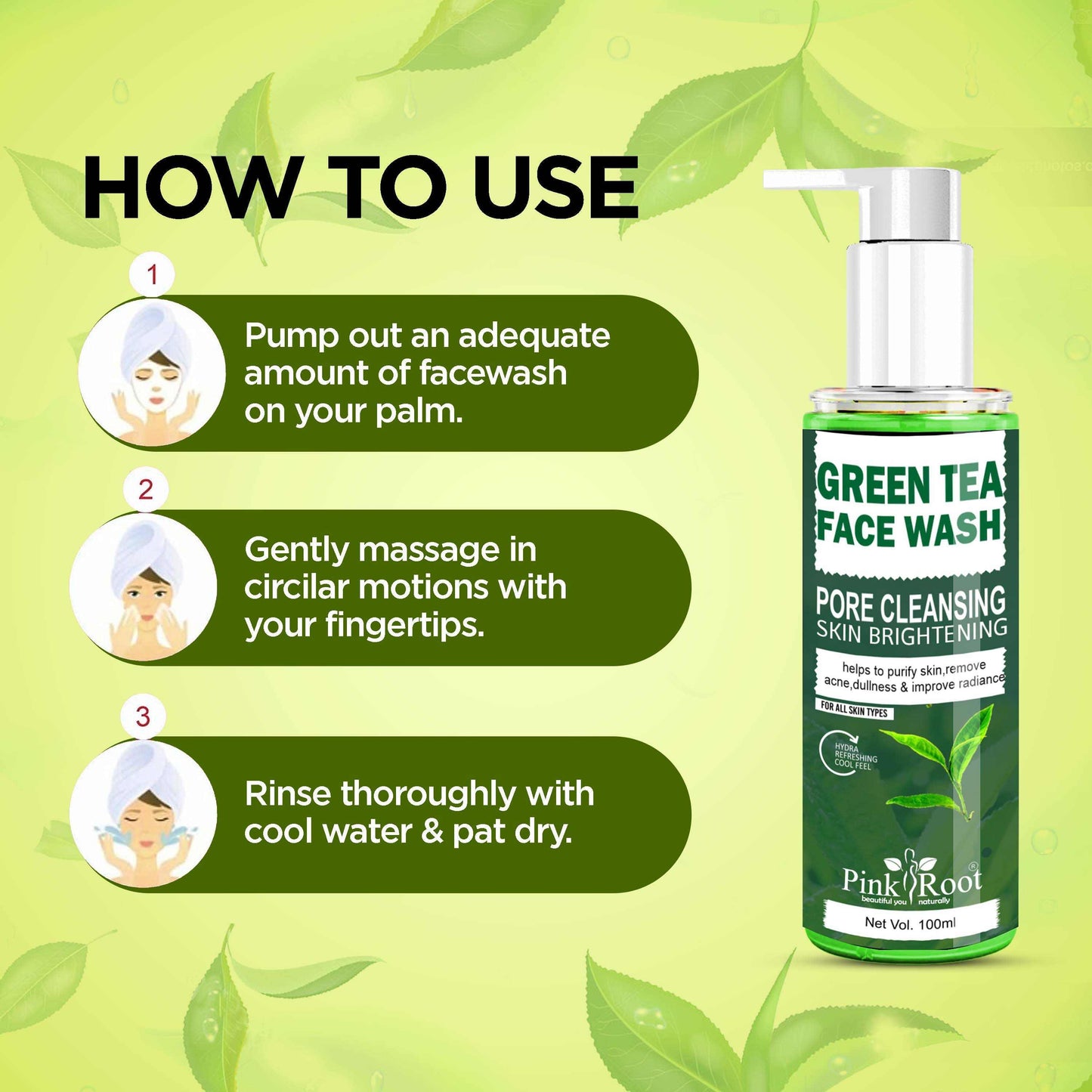 Green Tea Pore Cleansing Face Wash 100ml - Pink Root