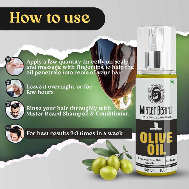 Mens Pure Olive Oil 100ml - Prevents Hair Loss Hair Oil