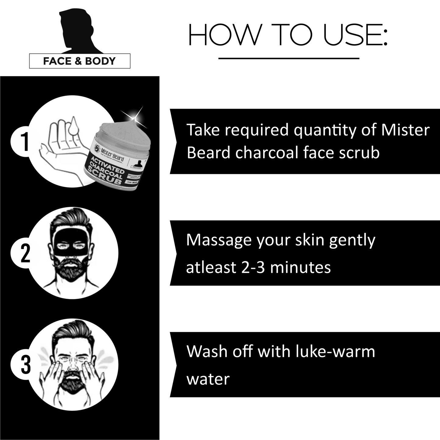 Mister Beard Activated Charcoal Scrub 100gm|For Deep Exfoliation | Dead Skin Remover | Tan Removal | Blackhead Remover Scrub - Pink Root