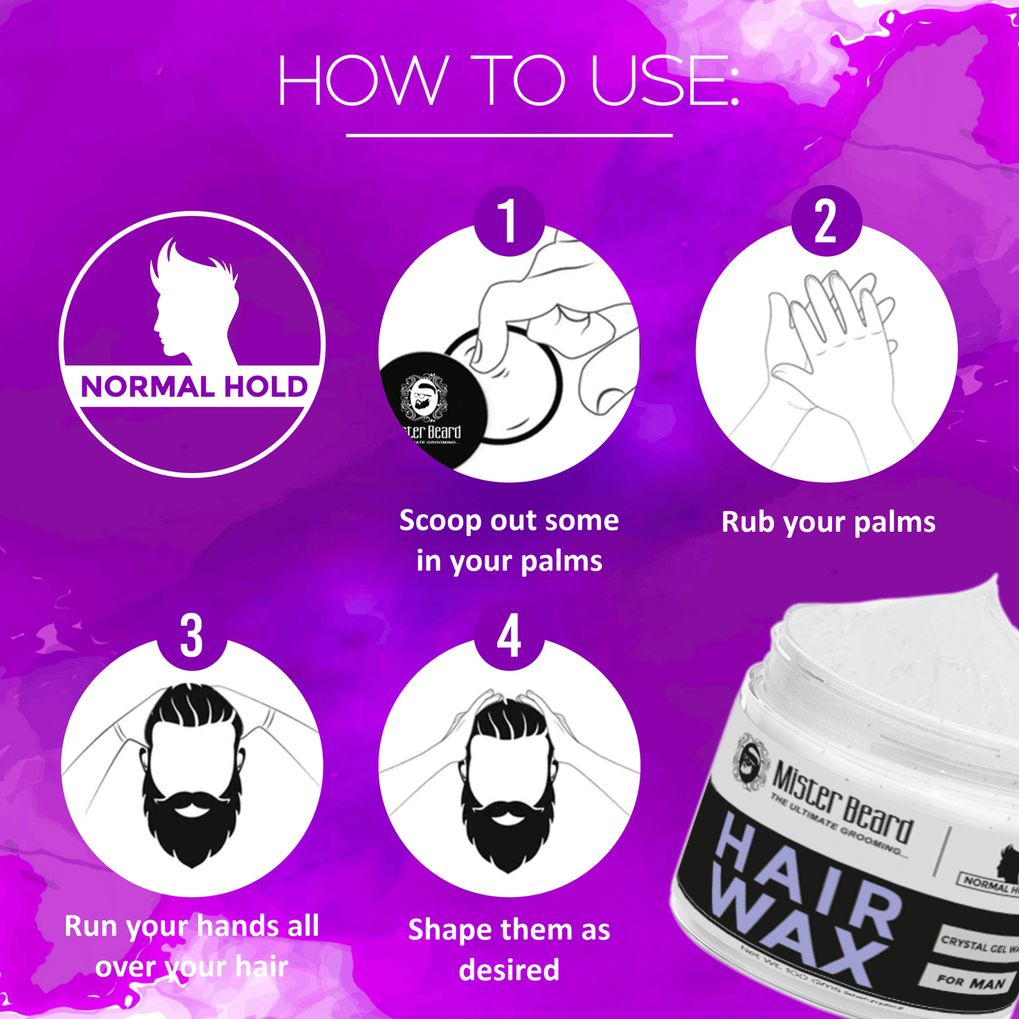 Mister Beard Crystal Gel Hair Wax | Normal Hold Wax, 100gm - Pink Root