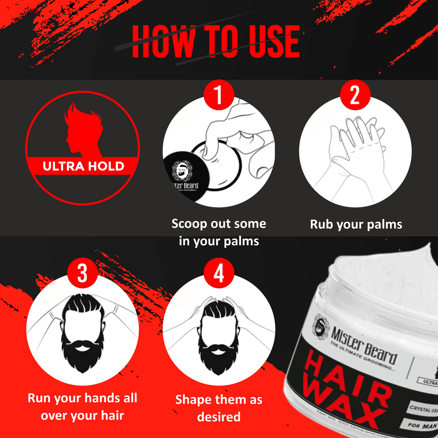 Mister Beard Crystal Gel Hair Wax | Ultra Hold Wax, 100gm - Pink Root