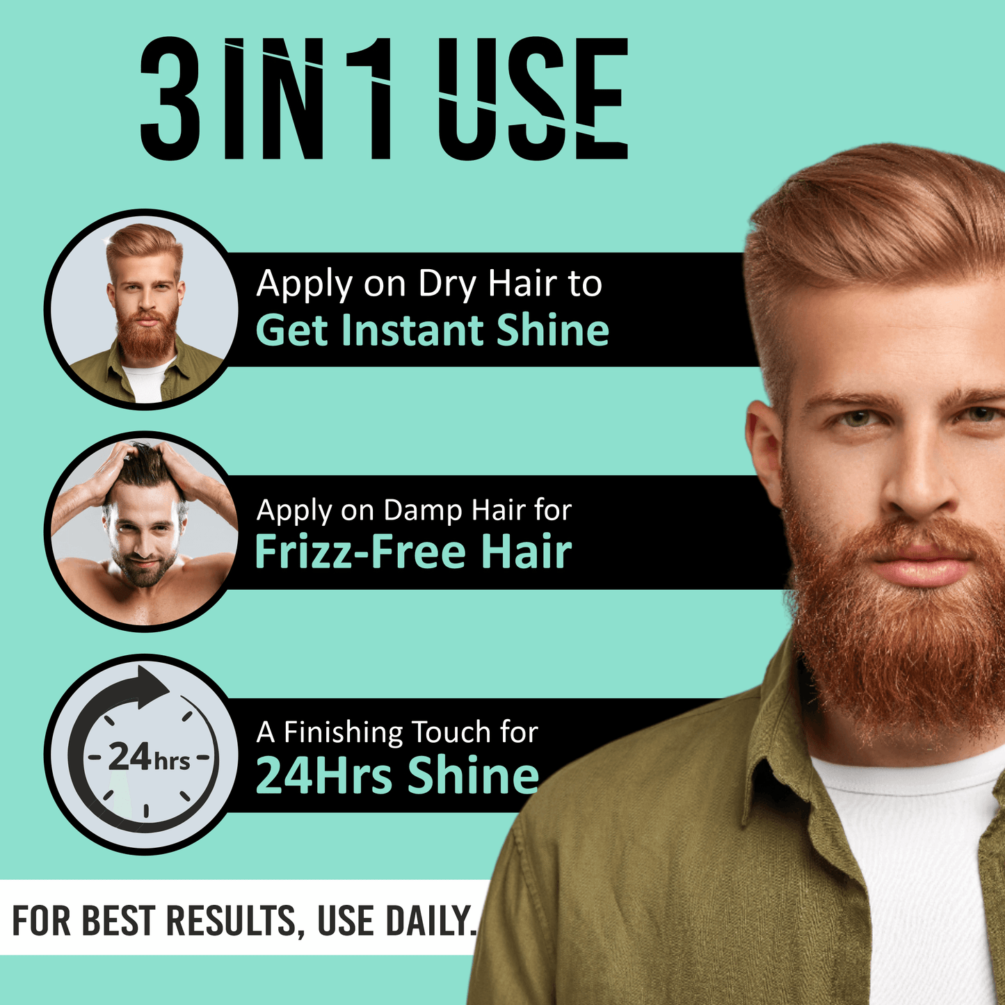 Mister Beard Hair Serum 100ml|For Smooth, Frizz Free & Glossy Hair - Pink Root