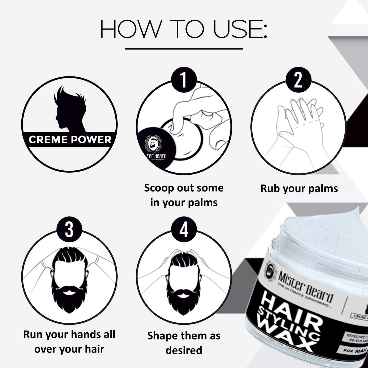 Mister Beard Hair Styling Wax Creme Power 100gm - Pink Root