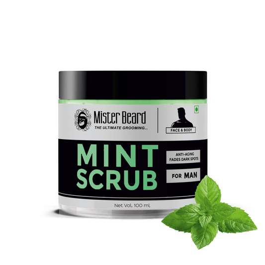 Mister Beard Mint Scrub 100gm|Anti Inflammatory, Repairs Sun damage, Removes Dust & Pimples - Pink Root