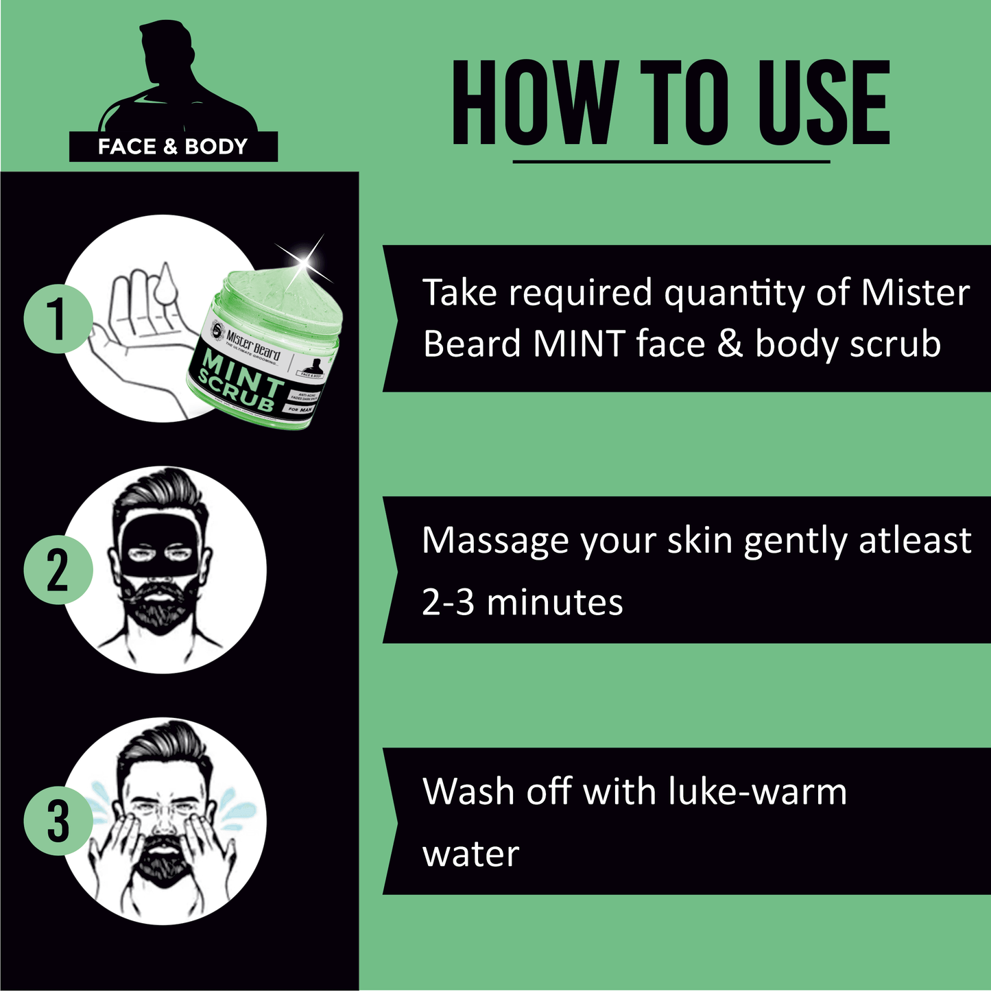 Mister Beard Mint Scrub 100gm|Anti Inflammatory, Repairs Sun damage, Removes Dust & Pimples - Pink Root