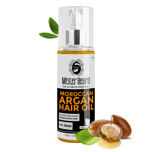 Mister Beard Moroccan Argan Hair Oil, Promotes Hair Growth, Hair-Fall Control ,100ml - Pink Root