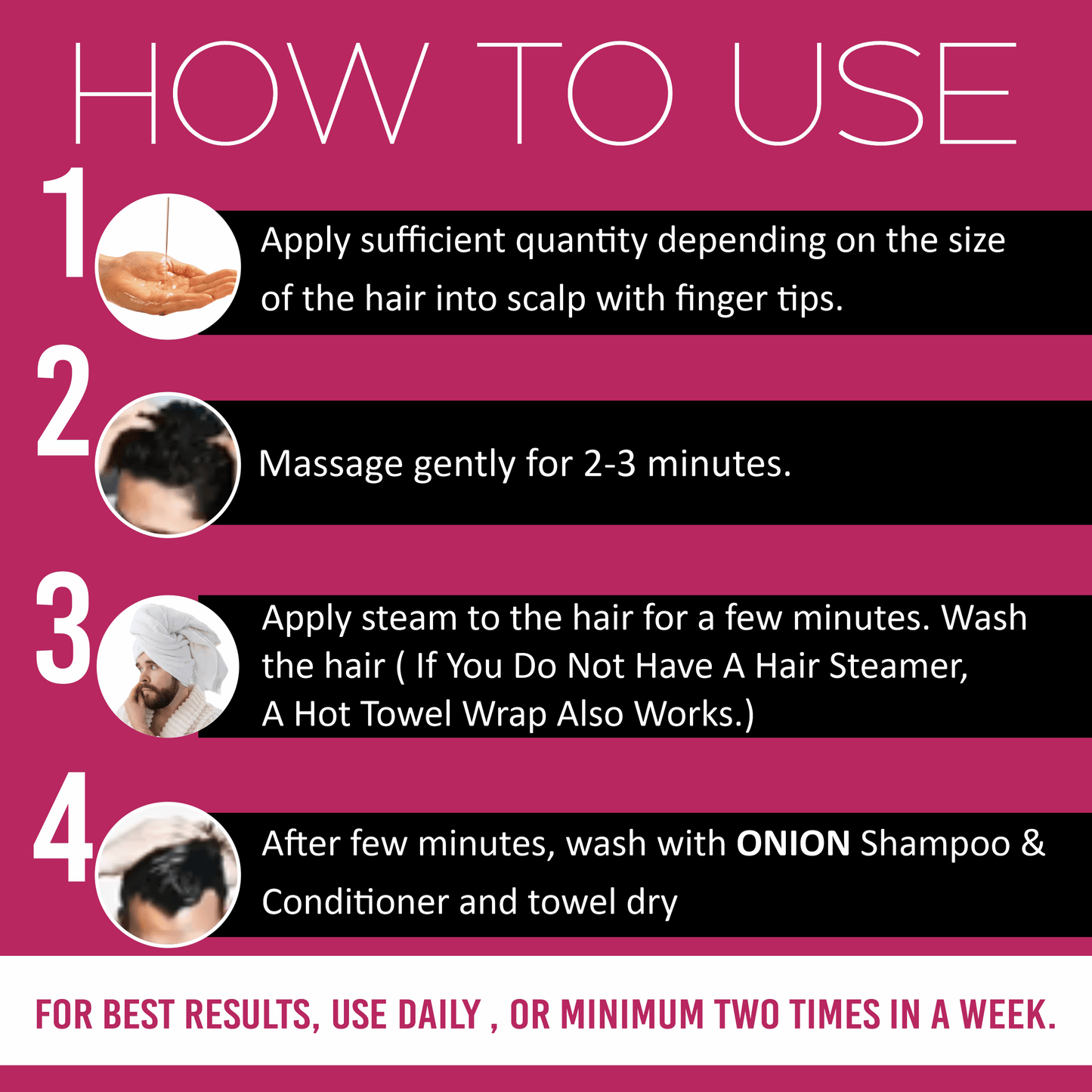 Mister Beard Onion Hair Oil, For Hair Growth, Anti-hair Fall, Healthy Scalp, Conditioning, Removing Lice, Prevents Greying, 100ml - Pink Root