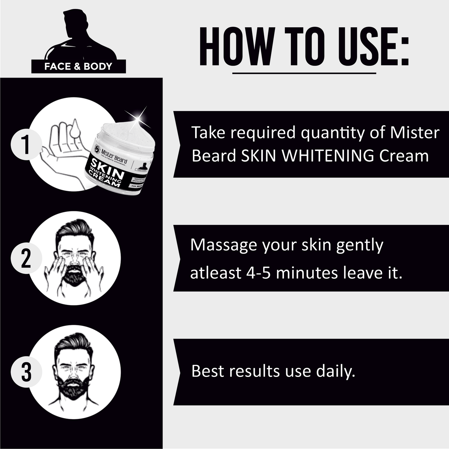 Mister Beard Skin Whitening Cream 100gm|Removes Fine Lines & Tanning, Lightens, Nourishes Skin - Pink Root