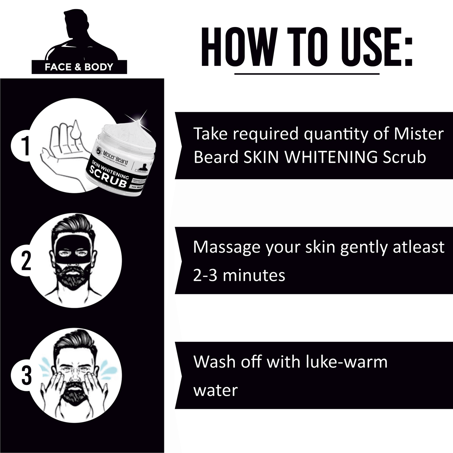 Mister Beard Skin Whitening Scrub 100gm, Anti Aging, Anti Tan, Removes Dead Skin - Pink Root