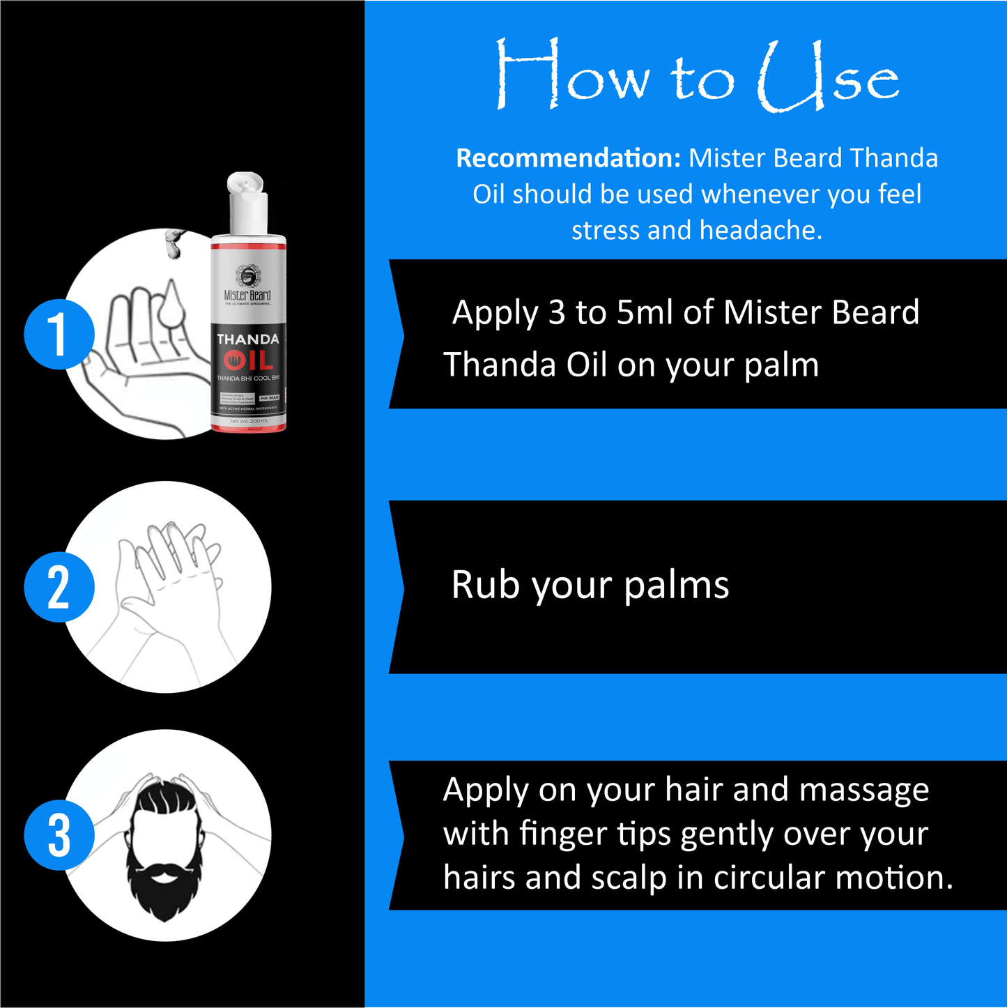 Mister Beard Thanda Cool & Refreshing Hair Oil for Pain Relief Relaxation Hair Oil (200 ml) - Pink Root