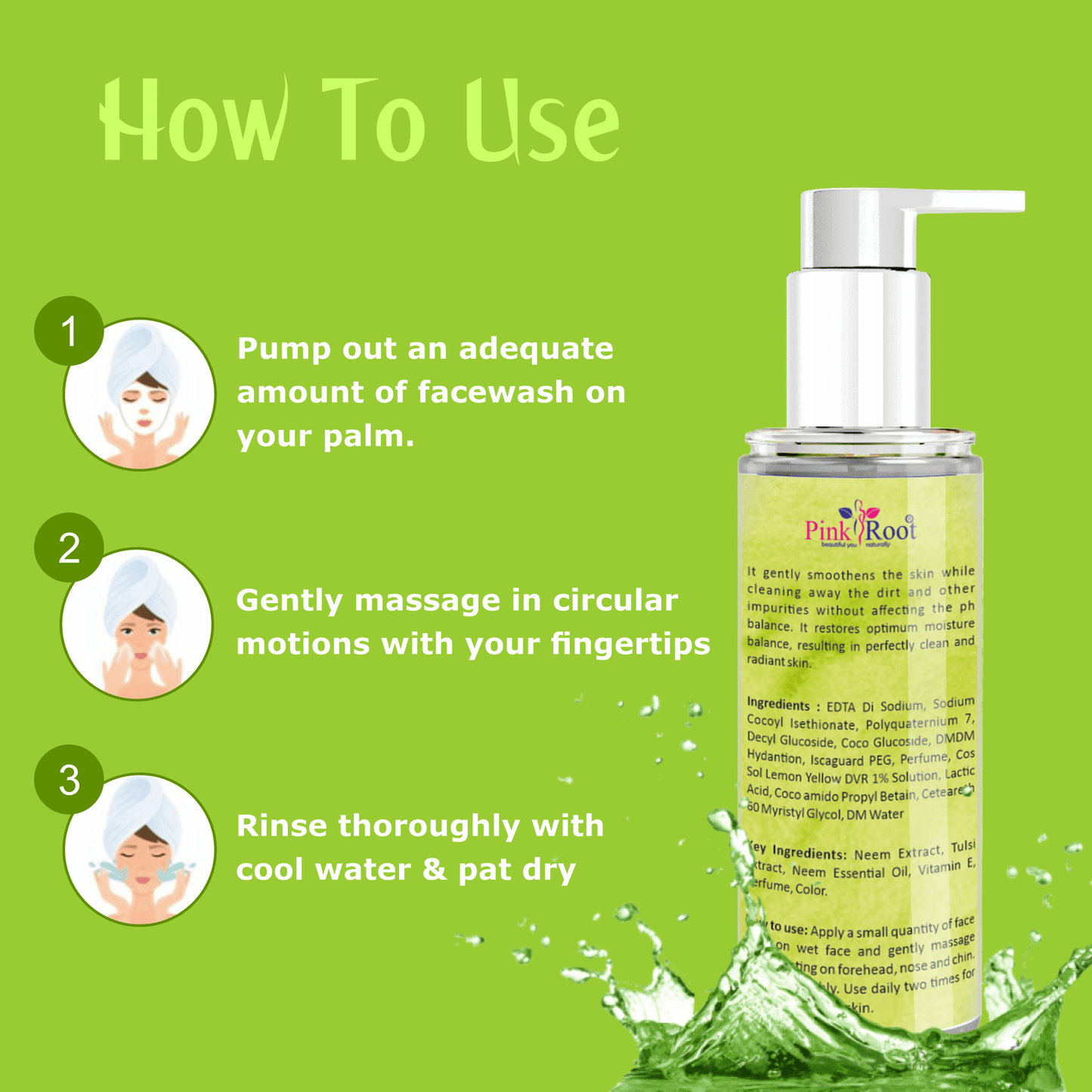 Neem Tulsi Purifying Face Wash 100ml - Pink Root