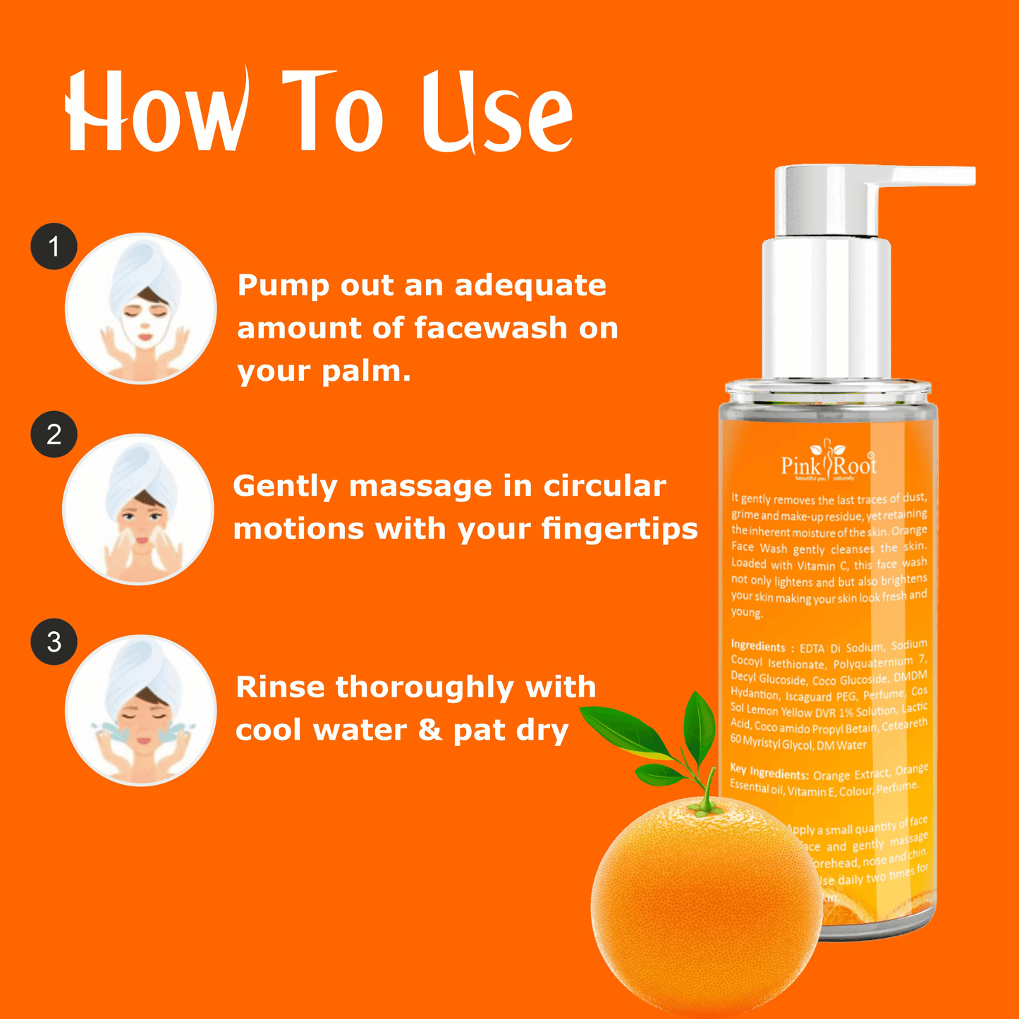 Orange Face Wash for Tan removal| Pimple control 100ml - Pink Root