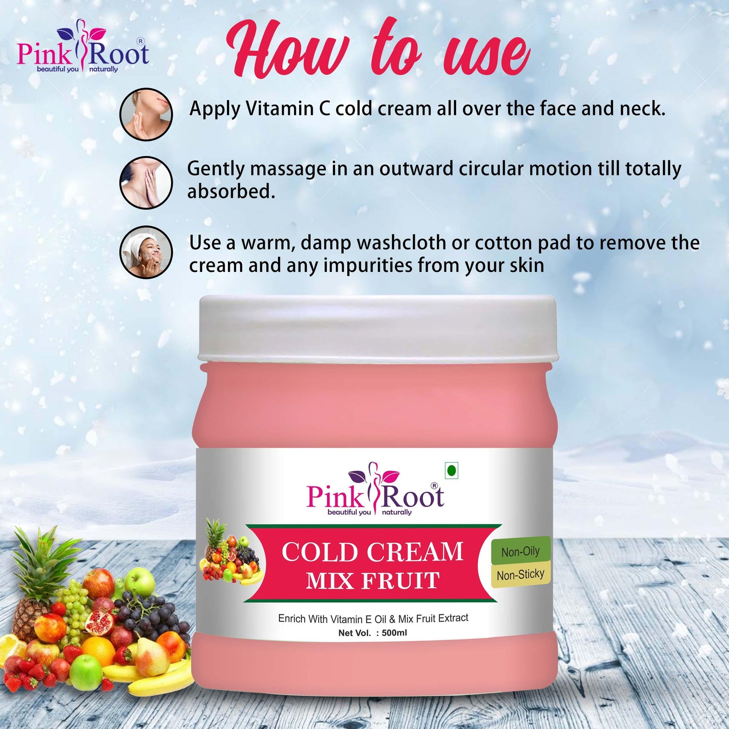 Pink Root Mix Fruit Cold Cream -100ml,500ml - Pink Root
