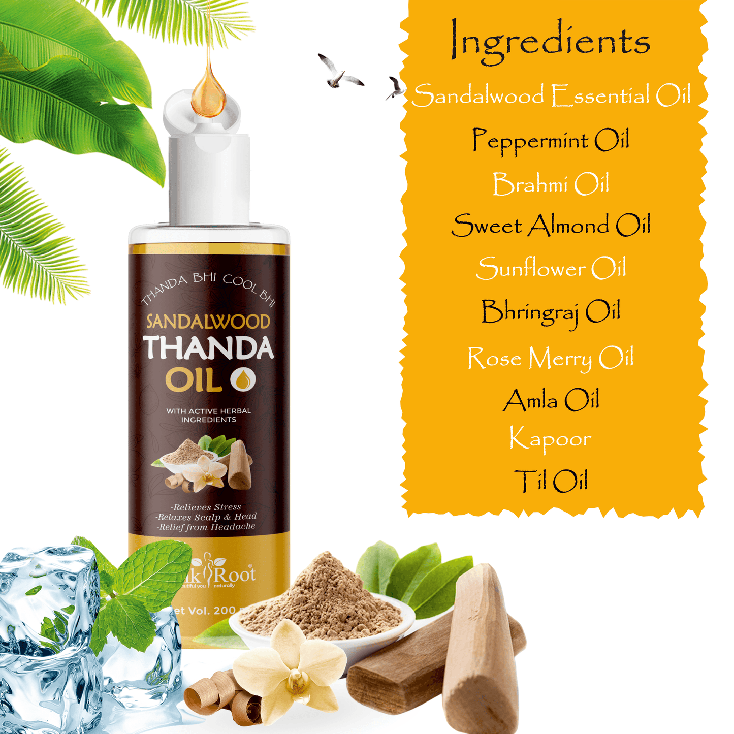 Sandalwood Thanda Hair Oil 200ml - Pink Root