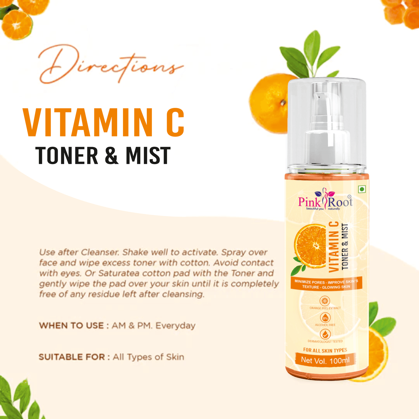 Vitamin C Toner & Mist for Glowing Skin 100ml - Pink Root