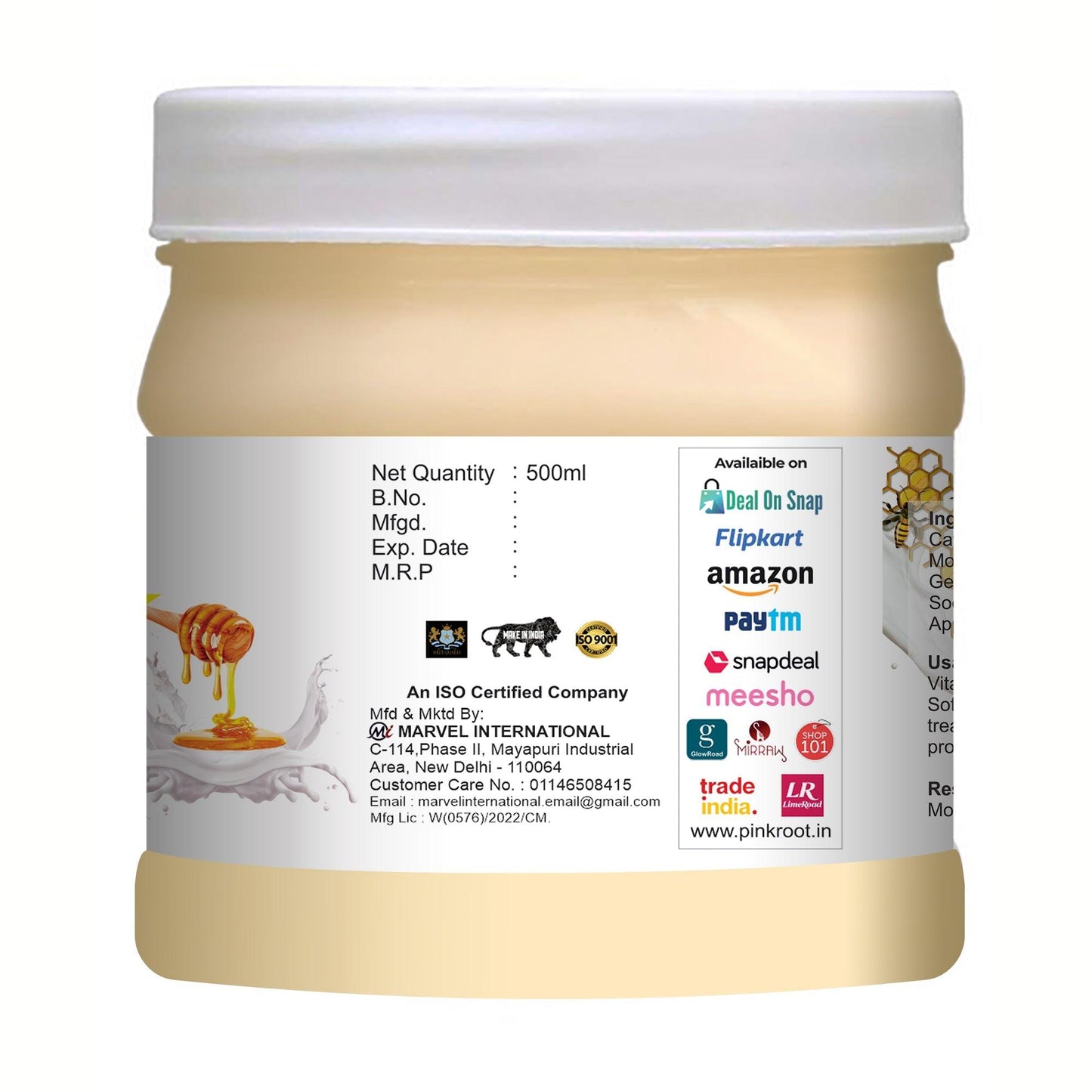 Cold Cream with Milk & Honey 500ml - Pink Root