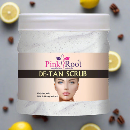 De-Tan Scrub 500ml with Clove Oil, goodness of Papaya & Aloe vera Extract - Pink Root