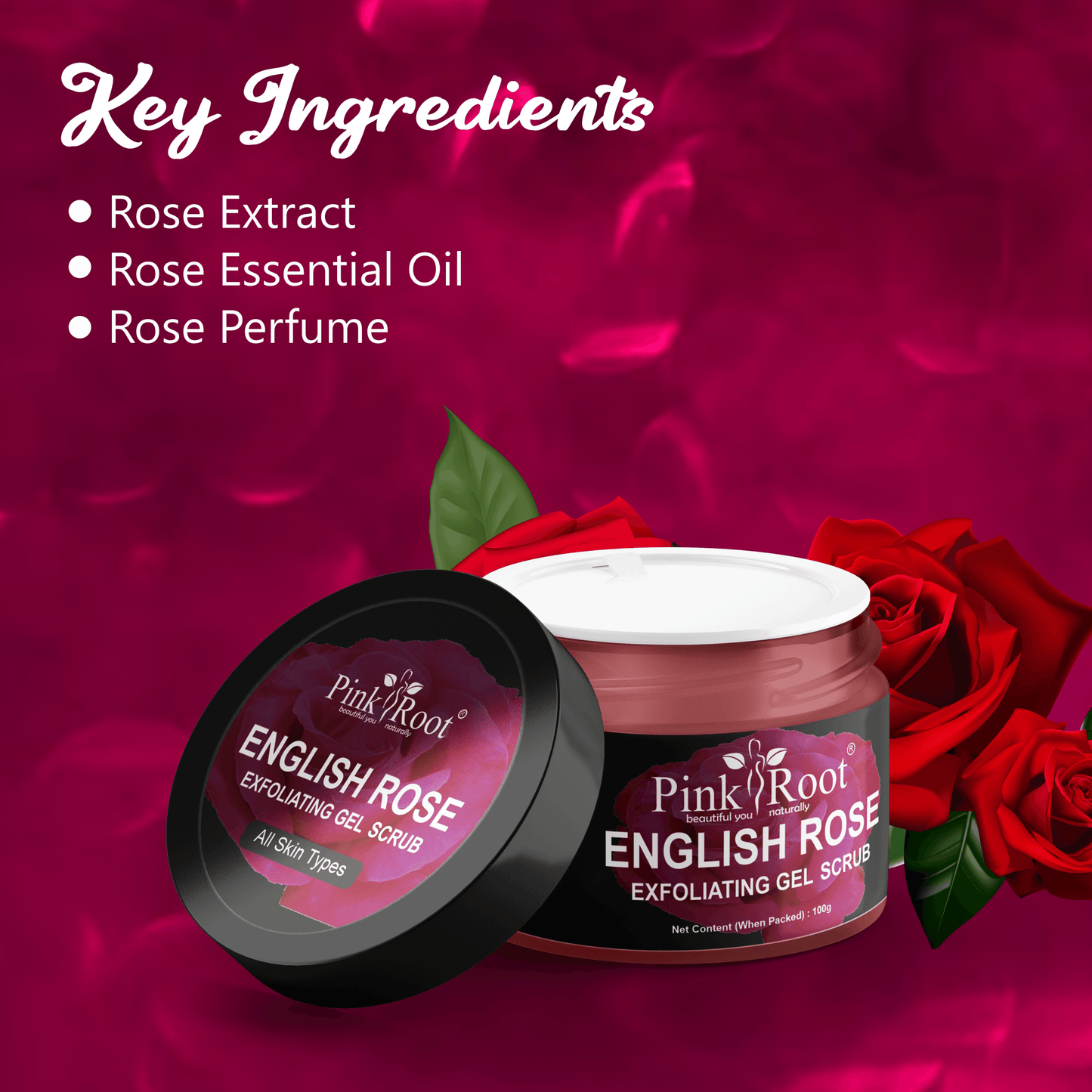 English Rose exfoliating gel Scrub 100gm - Pink Root