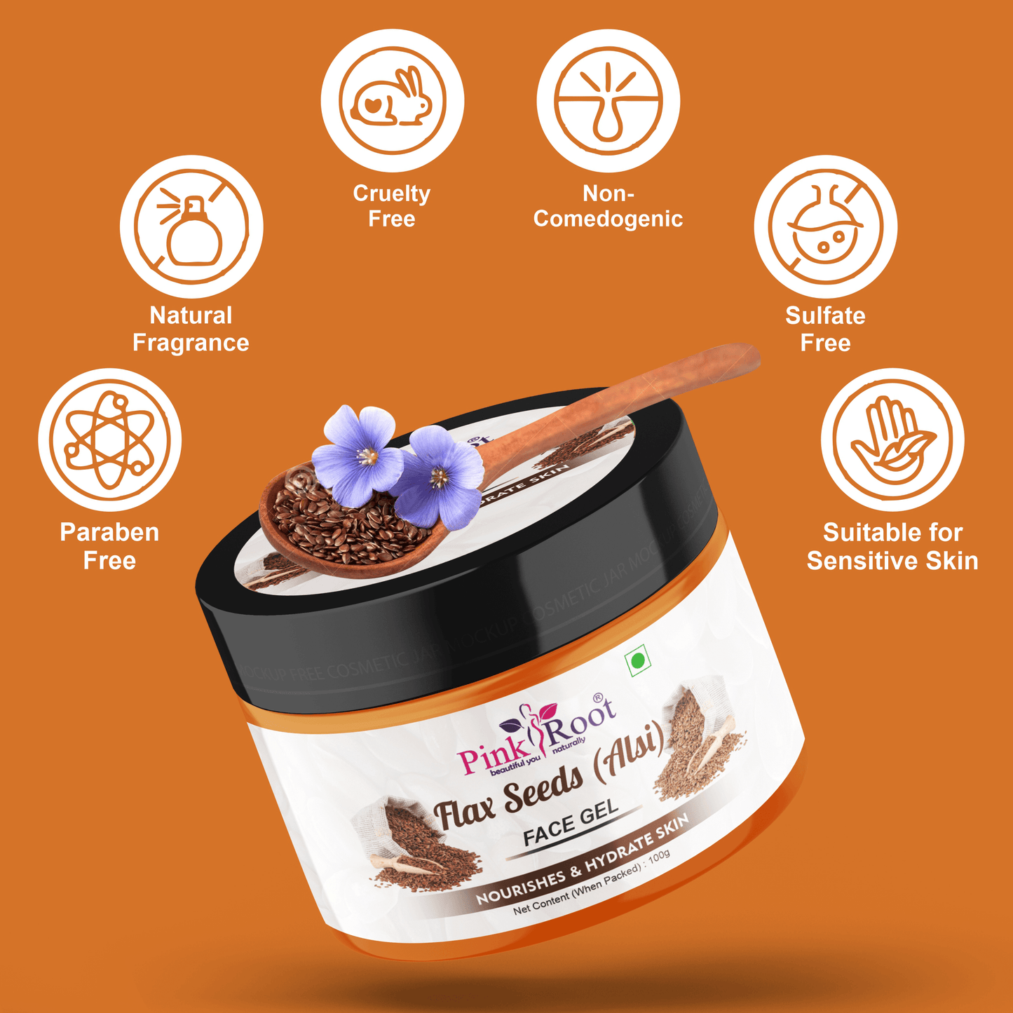 Flax Seeds( Alsi) Gel For Hair & Skin 100ml - Pink Root