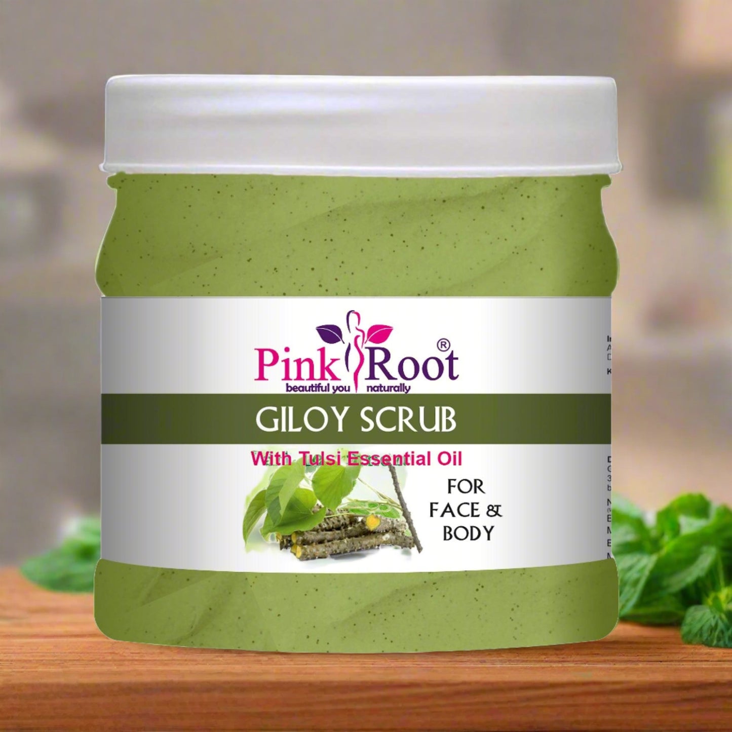 Giloy Scrub for combating pimples, dark spots, and fine lines,for Skin Brightening &Revitalizing Skin & Tan Removal Scrub 500ml - Pink Root
