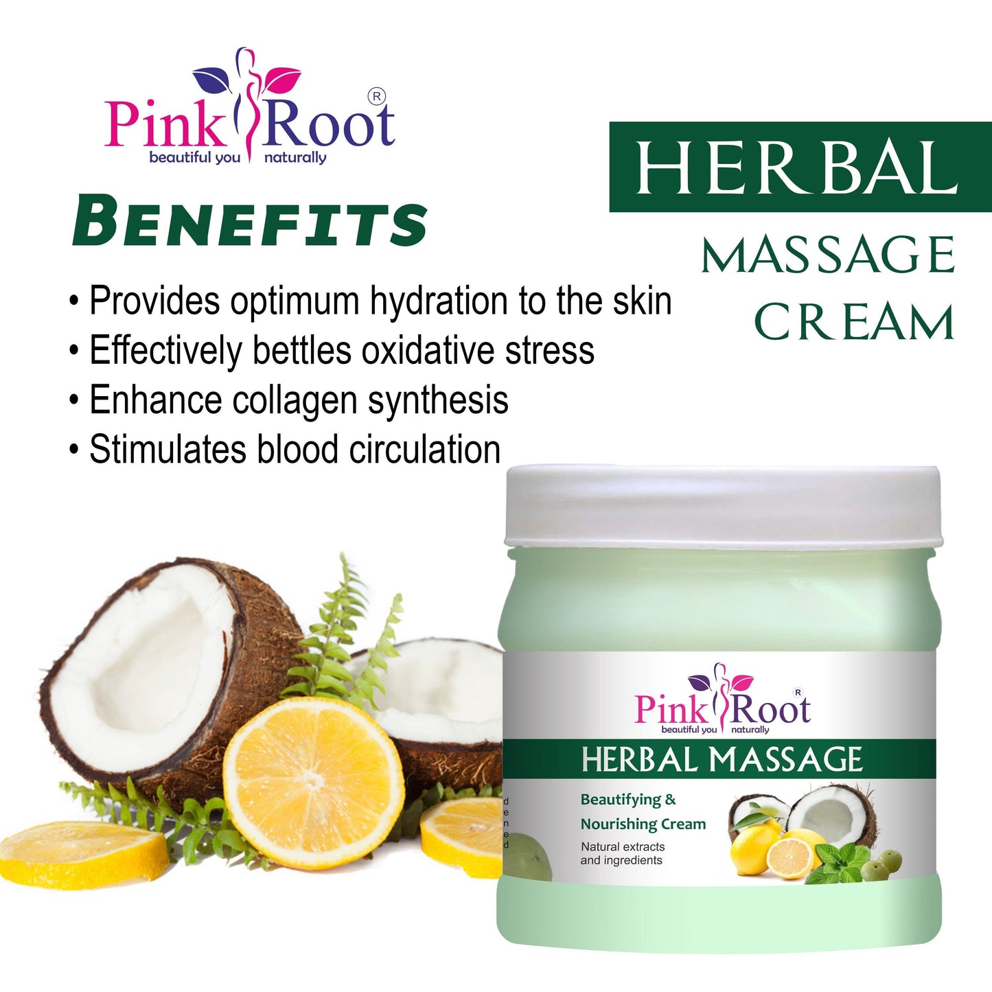 Herbal Massage Beautifying & Nourishing Cream 500ml - Pink Root