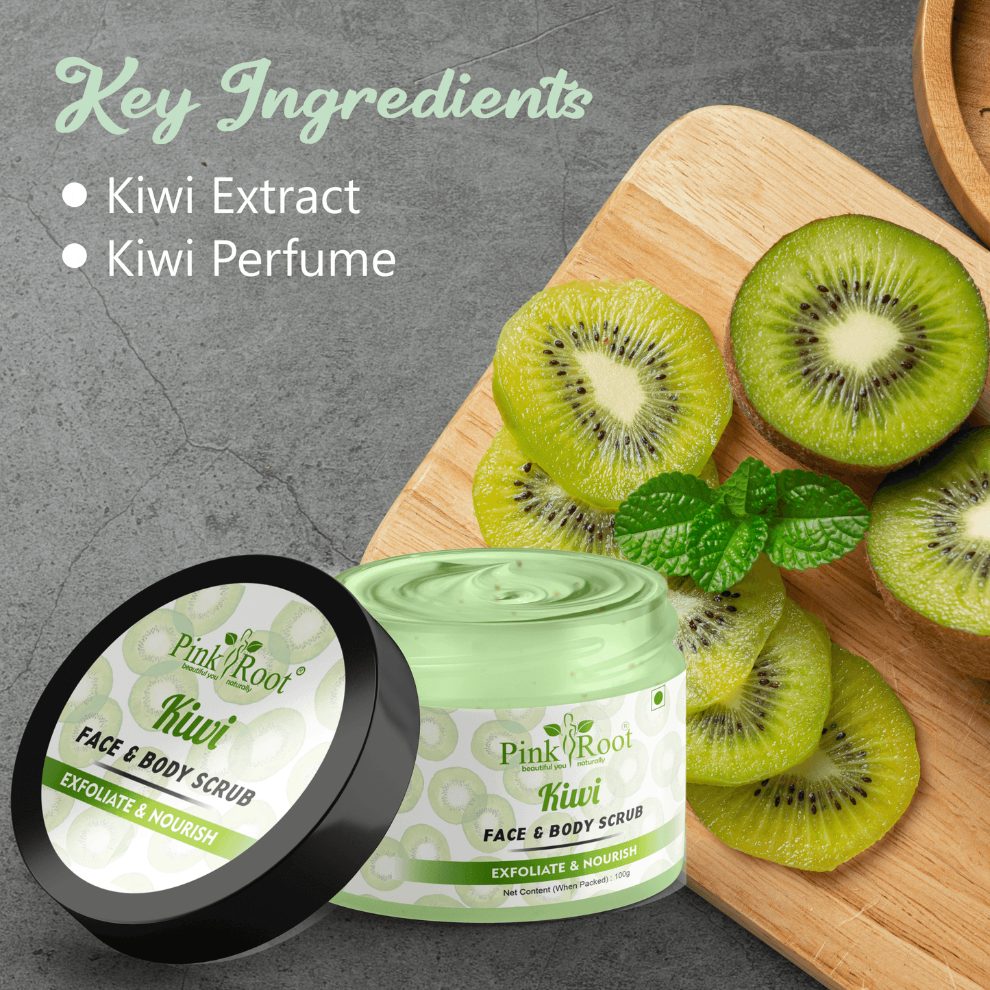 Kiwi Face & Body Scrub 100gm - Pink Root