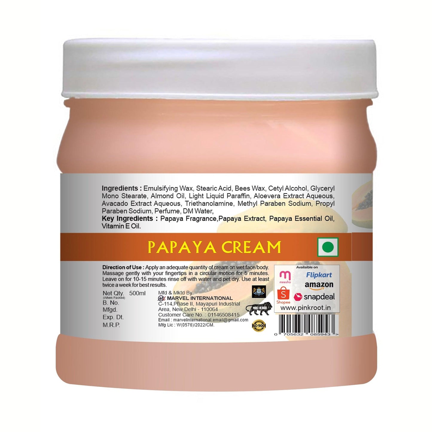 Papaya Brightening & Soothing Moisturising Cream 500ml - Pink Root