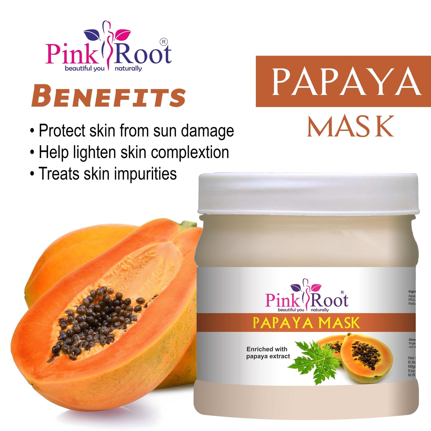 Papaya Mask Enriched with papaya extract 500gm - Pink Root