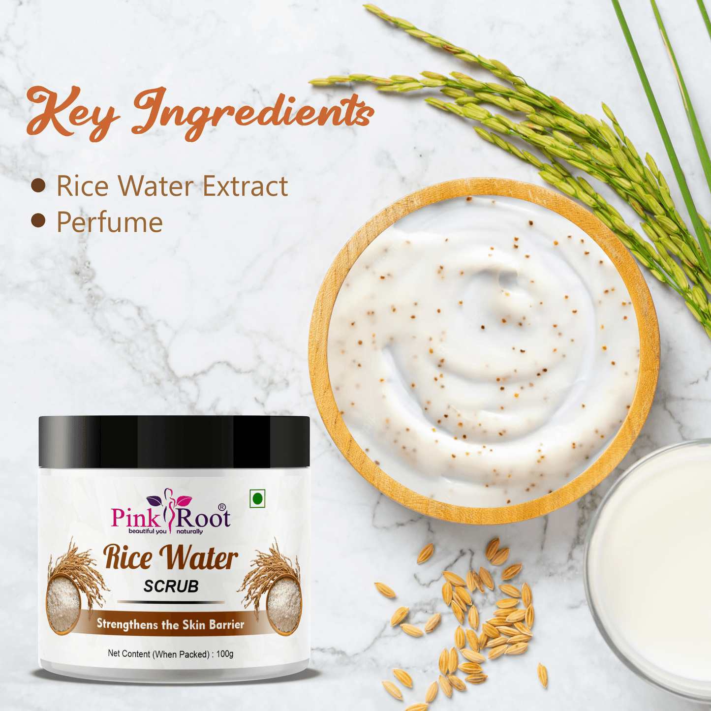 Rice water Face & body Scrub 100gm - Pink Root