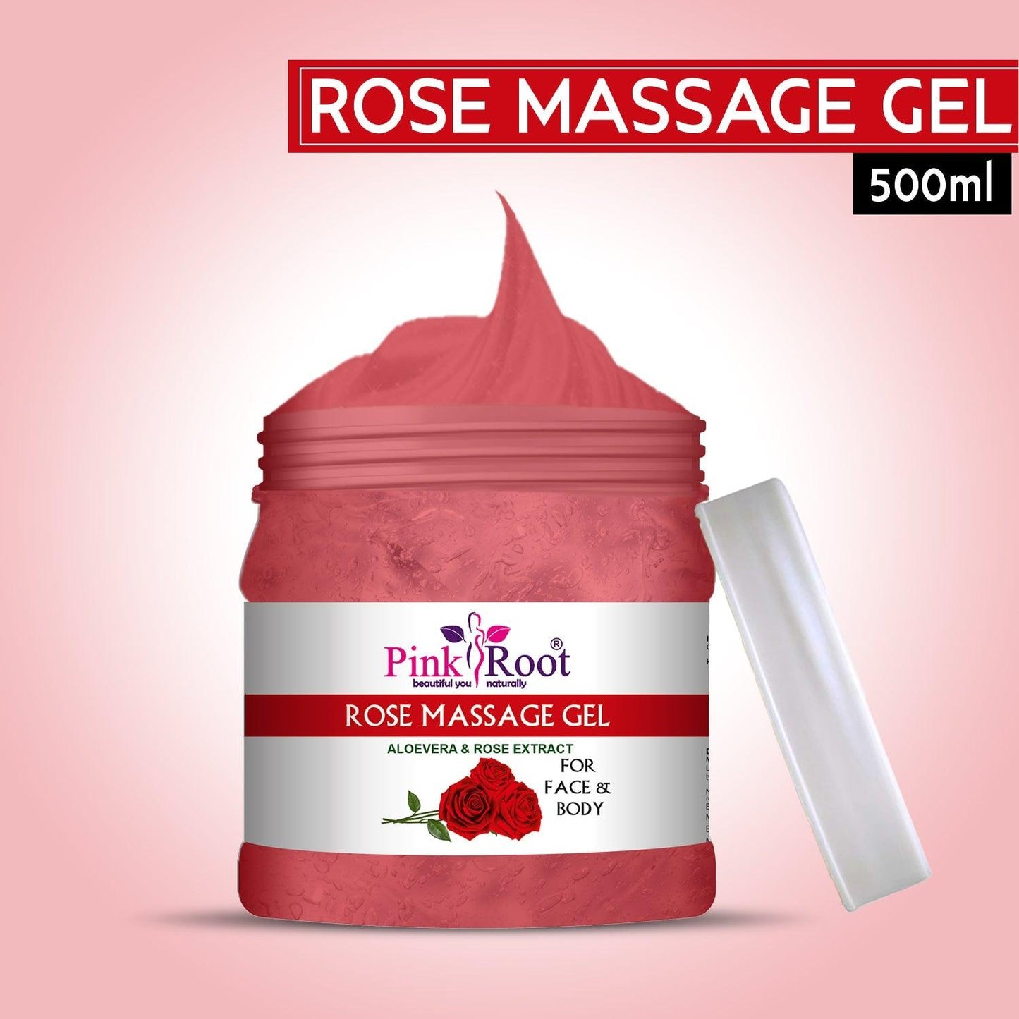 Rose Facial Massage Gel ,Hydrate & Glow Gel with Rose Extracts 500ml - Pink Root