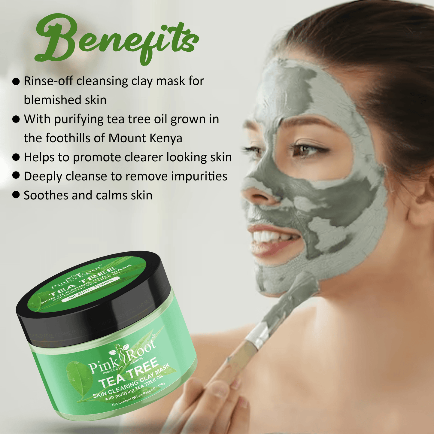 Tea Tree Skin Clearing Clay Mask 100gm - Pink Root