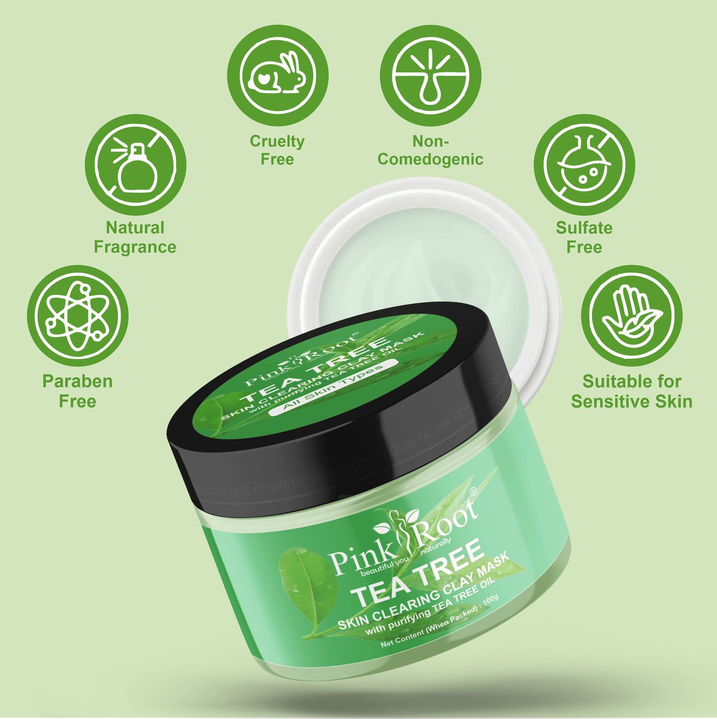 Tea Tree Skin Clearing Clay Mask 100gm - Pink Root