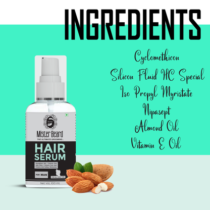 Mister Beard Hair Serum For Mens 100ml|For Smooth, Frizz Free & Glossy Hair