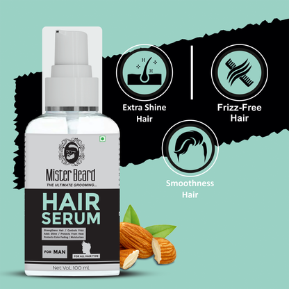 Mister Beard Hair Serum For Mens 100ml|For Smooth, Frizz Free & Glossy Hair