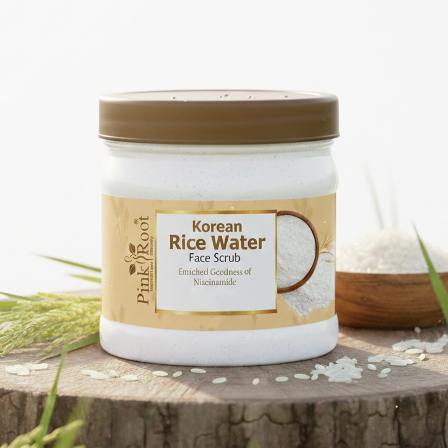 Pink Root Rice Water Face Scrub (500ml) Gentle Exfoliating Formula That Removes Dead Skin, Unclogs Pores, Brightens Complexion, and Reveals Smooth, Radiant Skin