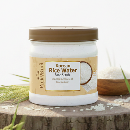 Pink Root Rice Water Face Scrub (500ml) Gentle Exfoliating Formula That Removes Dead Skin, Unclogs Pores, Brightens Complexion, and Reveals Smooth, Radiant Skin