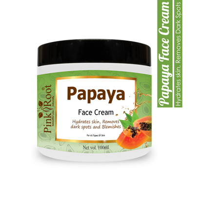 Pink Root Papaya Cream 100ml, with Papaya Extract & Vitamin E Oil for De-Pigmentation, Acne Removal & Skin Whitening