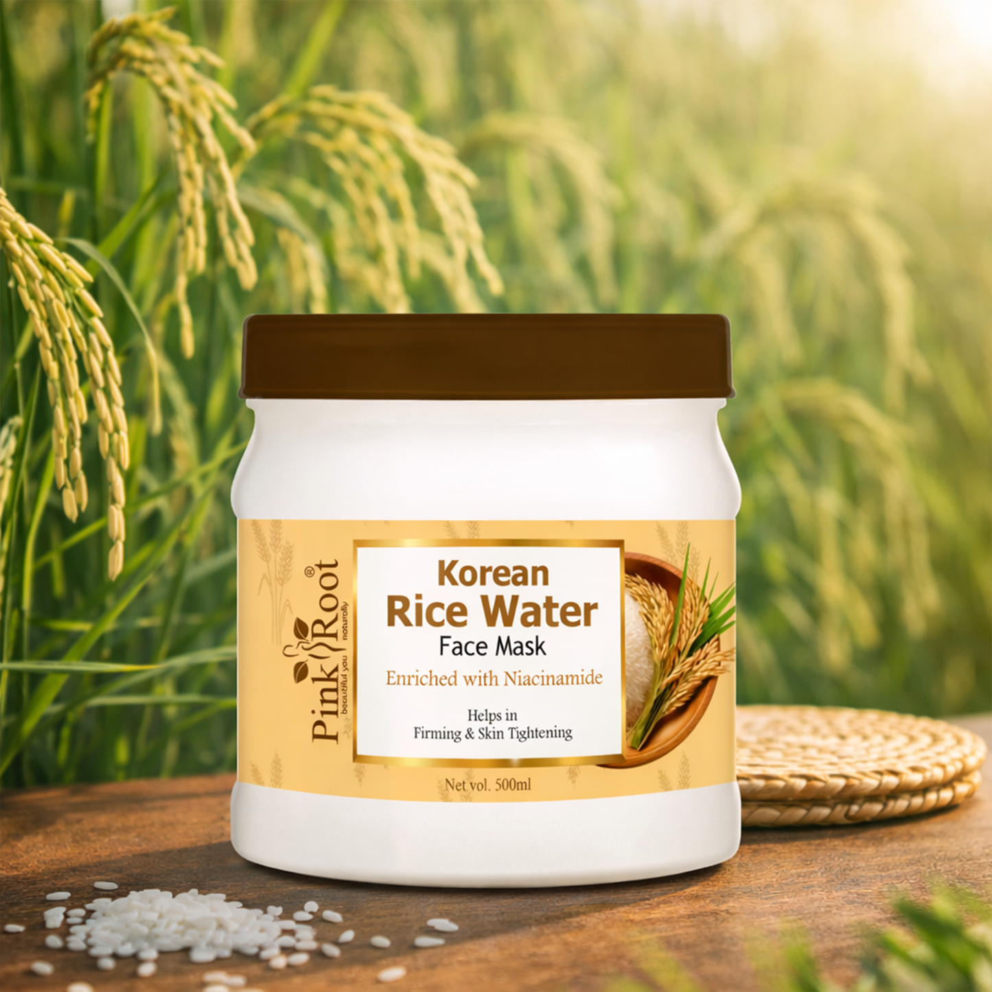 Pink Root Rice Water Face Mask (500ml) Natural Glow-Boosting Formula for Bright, Smooth, Hydrated, and Even-Toned Radiant Skin